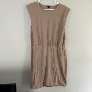 Express Tan Nude Mini Dress Shoulder Pads Comfy Casual Summer Formal XL Neutral